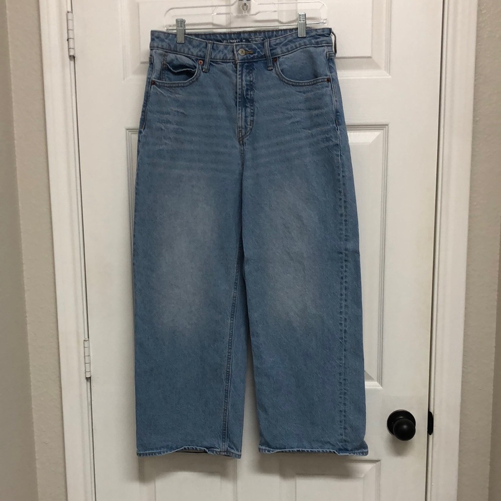 Blue Wide-Leg Denim Jeans